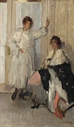 Skyltdockorna Ippy och Gertie i Hirsch, Amsterdam, ca 1915-17 (olja på duk)