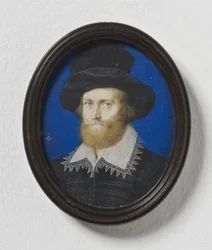 Amiral George Clifford, 3:e earl av Cumberland, ca 1600 (akvarell på pergament)