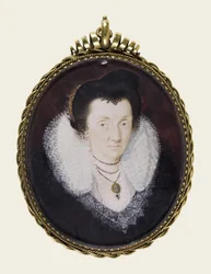 Lady Anne Bacon, ca 1600 (ogenomskinlig akvarell och förgyllning på veläng)