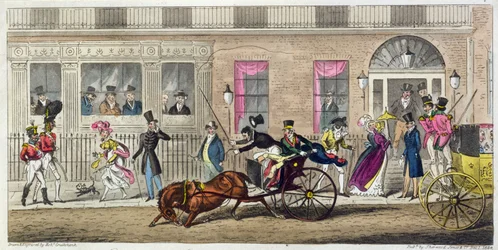 Exteriör av Fishmongers Hall, a Regular Break Down, 1824 (akvatint)
