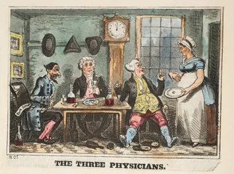 De tre läkarna, ca 1824 (handfärgad gravyr)