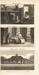 Bryggning, stålvaror och handskar och ett mineralvattenspa i Regency England