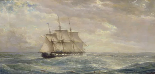 Brittiskt skepp på öppet hav, 1876