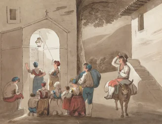 Efter Pinnelli - Grupp av bönder utanför en kyrka