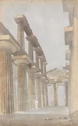 Interiör av det stora templet i Paestum