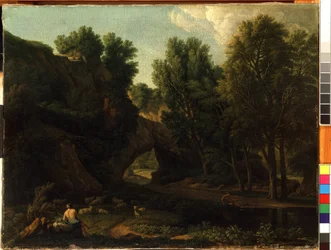 Landskap (Landskap). Målning av Isaac de Moucheron
