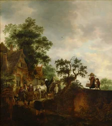 Resenärer som stannar på ett värdshus, 1645