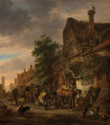 Arbetare före ett värdshus, 1645.
