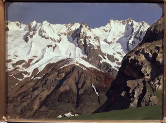 Bergskedjan Mont Blanc. Målning av Isaac (Isaac) Ilyich Levitan (1860-1900), olja på duk