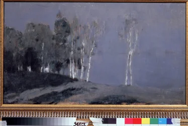 Månbelyst natt. Målning av Isaac (Isaac) Ilyich Levitan (1860-1900), olja på duk, cirka 1890. Rysk konst, 1800-talslandskap. Statens Tretjakovgalleri, Moskva.