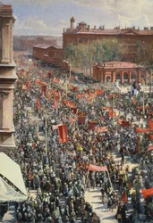 Demonstration på 25 oktober avenyn, skiss till 1934 års målning i Tretjakovgalleriet, 1930