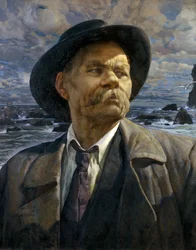 Porträtt av författaren Maxim Gorkij 1868-1939, 1936