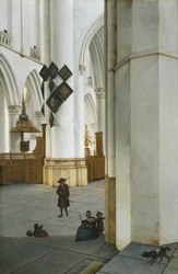 Holländska: Interieur van de St. Bavokerk te Haarlem, sett från Kerstmiskapel Interiörvy från St. Bavokyrkan, Haarlem