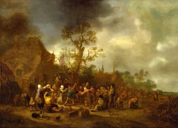 Bönder glada utanför ett värdshus, 1642