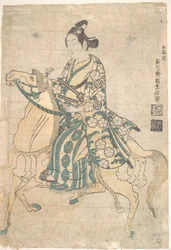 Skådespelaren Sanokawa Ichimatsu som ung samuraj till häst