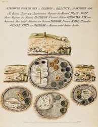 Hallstatt begravningsplats, en samling akvareller från 1800-talet (akvarell)