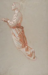 Ängla övre register, studie för väggmålningar i kapellet Saint Remi, Sainte-Clotilde..., 19t