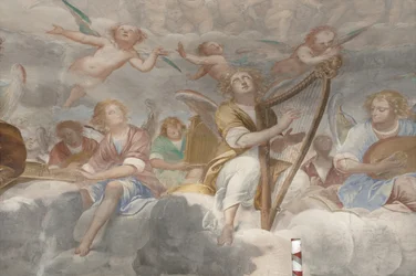 Änglar, musikeränglar och puttos, detalj av Paradiset med den evige Fadern, c.1623-34 (detalj av 3496185)