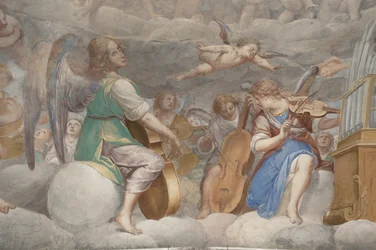 Änglar, musikeränglar och puttos, detalj av Paradiset med den evige Fadern, c.1623-34 (detalj av 3496185)