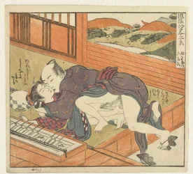 Ung kvinna övermannad av man Twelve Views of Sophisticated Edo (serietitel) Furyu Edo junikei (serietitel på objekt)