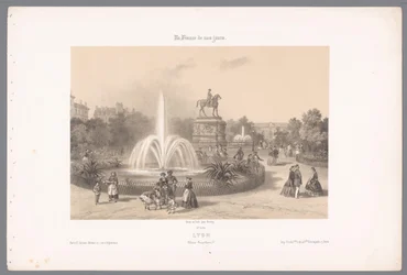 Zicht op de Place Napoléon te Lyon Lyons. Placera Napoleon (titel på objekt) Hedendaags Frankrijk (serietitel) Frankrike nuförtiden (serietitel på objekt)