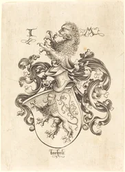 Vapensköld med lejon, ca. 14801490.