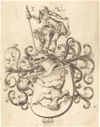 Vapensköld med Tumbling Boy, ca. 14801490.
