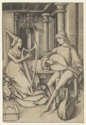 Lutspelare och harpist, från Scenes of Daily Life,.n.d.