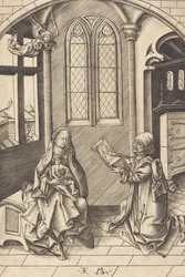 Saint Luke ritar ett porträtt av jungfrun, ca. 1475.