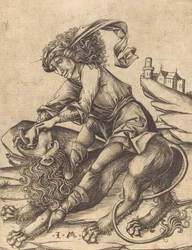 Simson och lejonet, ca. 1475.