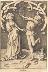 Jonglören och kvinnan, ca. 14951503.