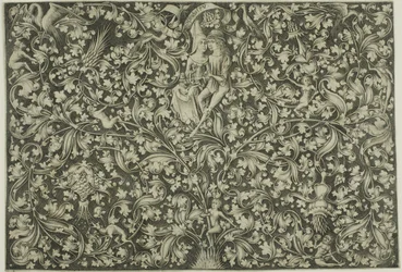 Ornamental panel med två älskande