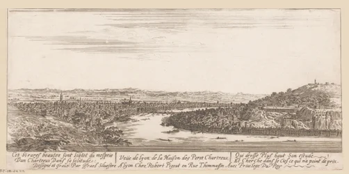 Utsikt över Lyon från det kartusiska klostret Veue de Lyon de la Maison des Peres Chartreux (titel på objekt)