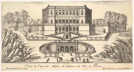 Vy över Caprarola, från en serie av femton vyer över Italien och Frankrike, 1600-talet.