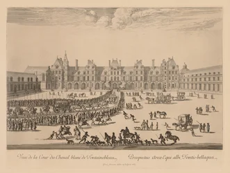 Utsikt över Cour du Cheval-Blanc i Fontainebleau, 1667.