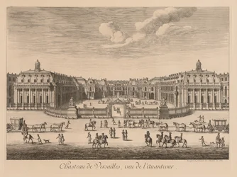 Utsikt över slottet i Versailles, sett från förgården