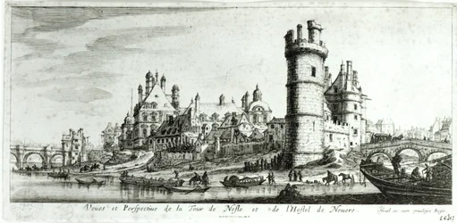 Perspektivvy av Tour de Nesle och Hotel de Nevers