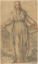 Kvinnlig helgon (Saint Clare of Assisi eller Saint Catherine of Siena?)