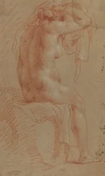 Naken kvinnlig figur [verso]