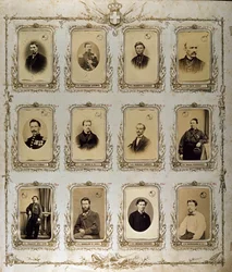 Risorgimento: porträtt av de tusen (eller röda skjortor), som deltog i Giuseppe Garibaldis expedition. 1860-1861 Studio Pavia a Genes. Museo del Risorgimento Rom