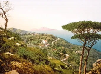 Utsikt över Vesuvius över Neapelbukten, 1890-1900