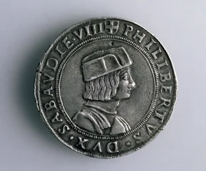 4-Teston-mynt (framsidan) av Philibert II av Savojen (1497-1504), 1400-1500-talet (silver) (för baksidan se 165733)