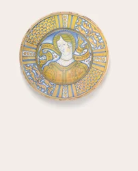 En Deruta Gold-Luster Bella Donna Charger, c.1500-30