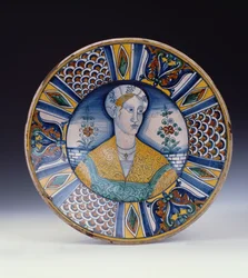 Ett stort porträttfat från Deruta, ca 1530