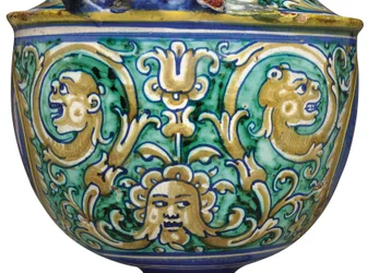 En Deruta maiolica vas med två handtag, ca 1525-50