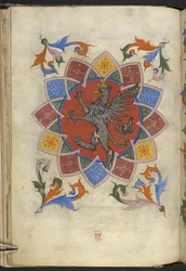 Lägg till. 21965, f.5v Heraldisk figur: A griffin, Statute of Guild of Tailors, från 
