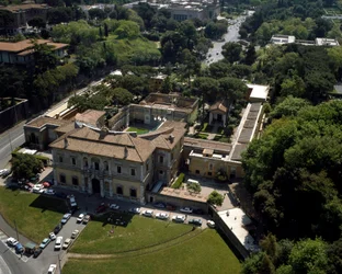 Luftsikt av Villa Giulia i Rom, Italien