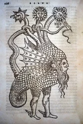 Alchimie: Monster Hybrid, i - "The Transmutatione Metallica Sogni Tre" av Giovanni Battista Nazari, redigerad i Brescia 1599.