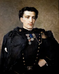 Alfredo Savio, artilleriofficer, deltog i självständighetskriget 1859-60 (olja på duk)