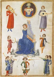 Allegory of music, manuskript V A folio 27 från The Music Institute av Severin Boezio